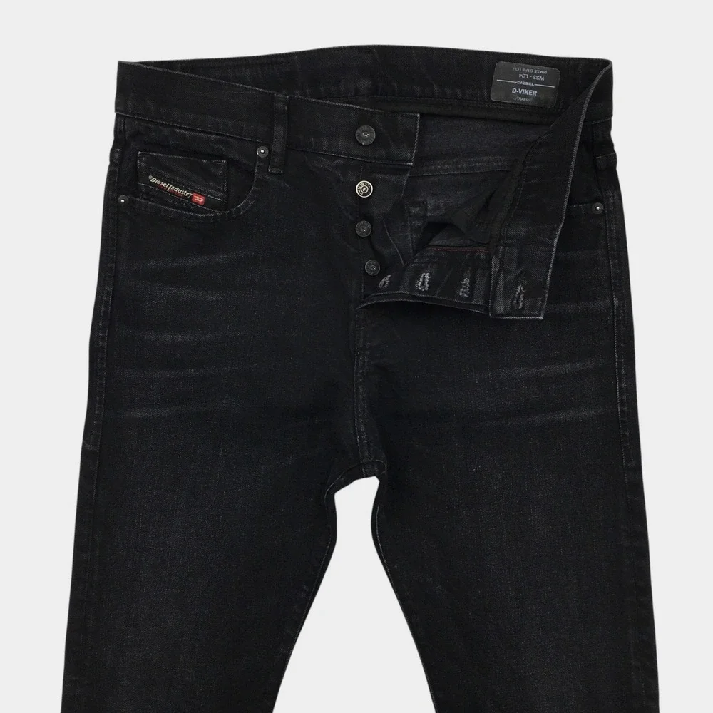 Diesel D-Viker Straight Leg Jeans Mens 33x34 Black Stretch Denim Pants